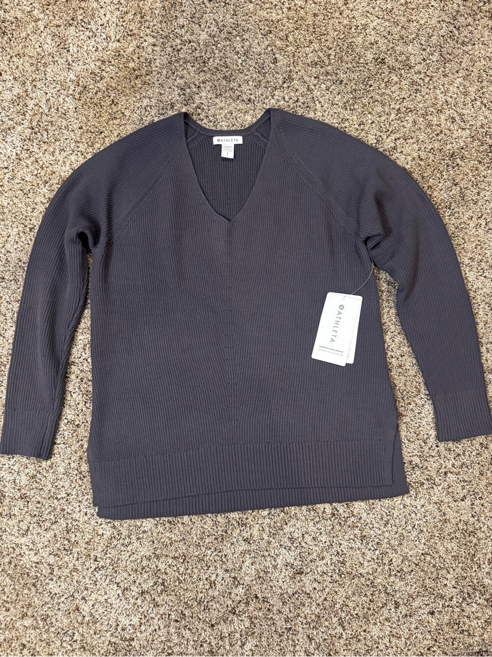 Athleta Women's V‑Neck Ribbed Sweater - merino wool